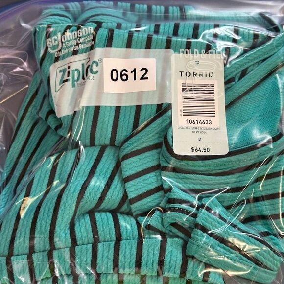 Torrid Women's Teal Black Striped Cross Back Skater Dress Size 2X - Picture 11 of 13